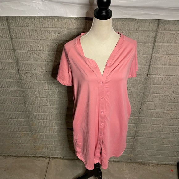 Amazon Other - Amazon Pink Button Down Sleep Shirt Night Gown Nursing Friendly Size‎ Small